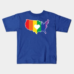 Gay USA Rainbow United States Outline Kids T-Shirt